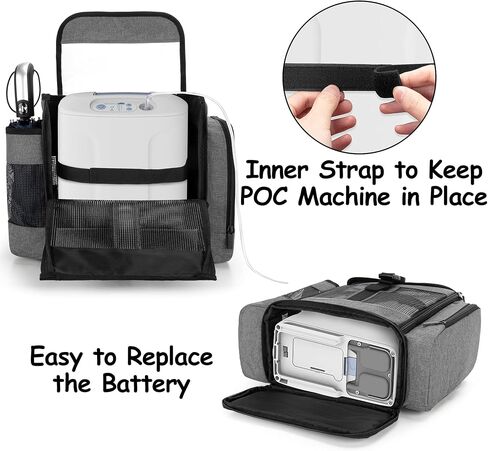 حقيبة ظهر CURMIO المحمولة لتركيز الأكسجين متوافقة مع Inogen One وOxygo وCaire Units وSimplyGo Mini وحقيبة سفر POC للآلات والملحقات، سوداء (حقيبة فقط، في انتظار الحصول على براءة اختراع) in Kuwait