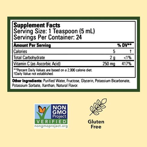 CHILDLIFE ESSENTIALS Liquid Vitamin C for Infants, Toddlers & Kid- Immune Support, All-Natural, Gluten-Free, Allergen Free, Non-GMO, High in Antioxidants - Orange Flavor, 4 Oz Bottle in Kuwait
