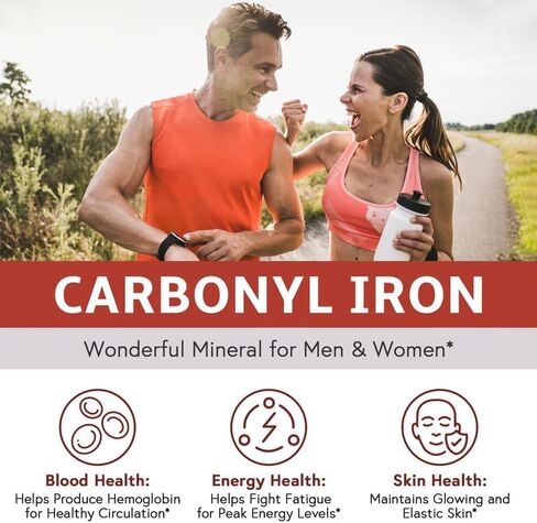 Elixeed Iron Tablets for Women & Men, 65 mg of Elemental Iron with VC, Gentle & Well-Absorbed, Blood Health, Energy Support, Vegan-Friendly, 60 Tablets, Non-GMO, No Gluten in Kuwait