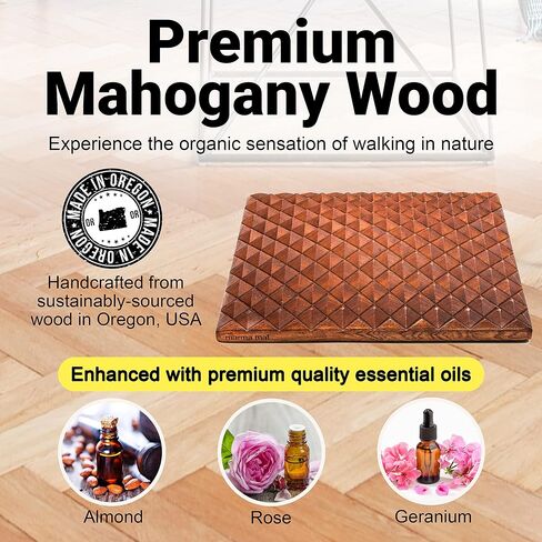 Premium Mahogany Wood Acupressure Mat for Pain Relief, Neuroplasticity and Relaxation | Made in USA, 9.5" W x 11" L x 1.5" H in Saudi Arabia