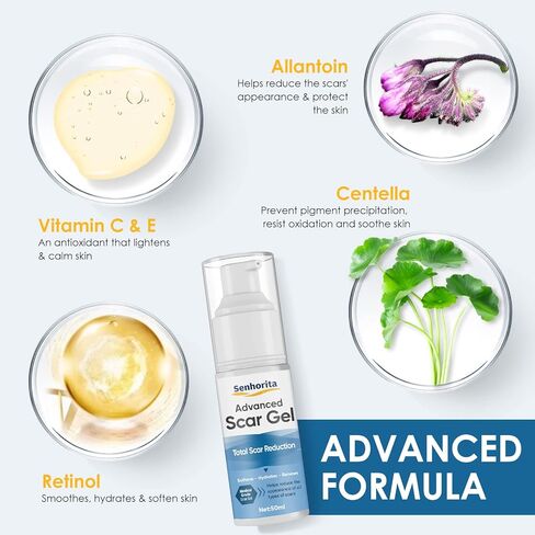 جل كريم الندبات، علاج متقدم للندبات للوجه والجسم، علاجات إزالة الندبات للندبات الجراحية، القسم C، علامات التمدد، حب الشباب، الجدرة، الحروق، الندبات القديمة والجديدة in Kuwait