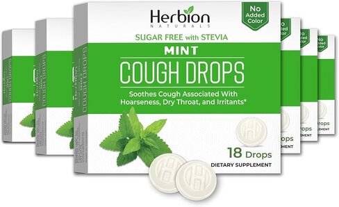 Herbion Naturals Sugar Free Cough Drops 108 Counts Mint Flavor (Pack of 6, 18 Counts per Pack) in Saudi Arabia