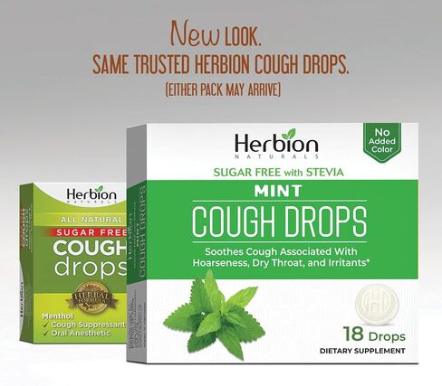 Herbion Naturals Sugar Free Cough Drops 108 Counts Mint Flavor (Pack of 6, 18 Counts per Pack) in Saudi Arabia