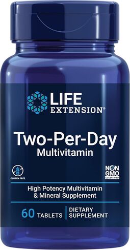 Life Extension Two-Per-Day Multivitamin - for Heart, Brain, Blood Vessel & Cellular Health – Essential Vitamins & Minerals for Well-Being - Two Per Day - Gluten-Free – Non-GMO – 60 Capsules in Saudi Arabia