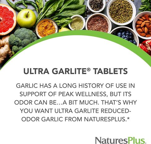NaturesPlus Ultra Garlite، إطلاق مستدام - 1000 مجم - 90 قرص نباتي (90 وجبة) in Saudi Arabia