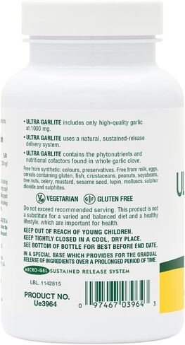 NaturesPlus Ultra Garlite، إطلاق مستدام - 1000 مجم - 90 قرص نباتي (90 وجبة) in Saudi Arabia