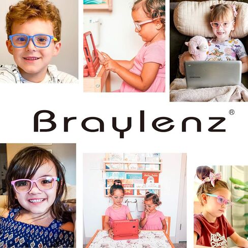نظارات Braylenz مكونة من قطعتين من نظارات كمبيوتر الأطفال الزرقاء التي تحجب الضوء للفتيات والأولاد إطار نظارات Nerd TR90 الشفاف للأعمار من 3 إلى 10 سنوات in Kuwait
