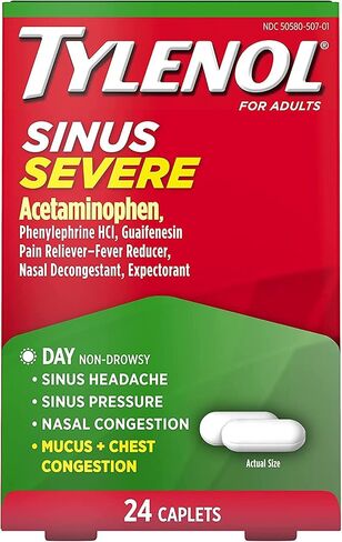 TYLENOL Sinus Congestion & Pain, Severe Caplets Daytime Non-Drowsy 24 EA (Pack of 3) in Saudi Arabia