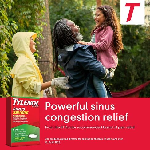 TYLENOL Sinus Congestion & Pain, Severe Caplets Daytime Non-Drowsy 24 EA (Pack of 3) in Saudi Arabia