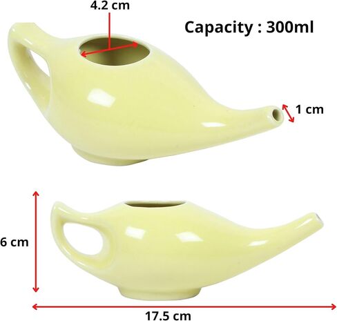 Leak Proof Durable Ceramic Neti Pot Non-Metallic and Comfortable Grip Microwave and Dishwasher Friendly Natural Treatment and Congestion Black in Kuwait