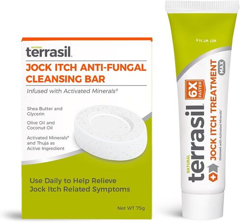 Jock Itch Treatment MAX 14gm and Antifungal Cleansing Soap Kit - 6X Faster with Natural Antifungal Ointment Relief for Tinea Cruris Relieves Itch Irritation by Terrasil in Kuwait