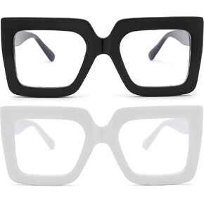 gentlemaker Oversized Blue Light Glasses for Women Fashion Square Thick Frames Stylish Non-Prescription Eyewear