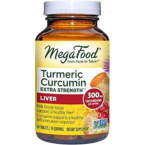 MegaFood Turmeric Curcumin Extra Strength -Supplement to support Liver Health with Bioperine Black Pepper & Milk Thistle Extract - Gluten Free, Vegan & Made without Dairy & Soy - 90 Tabs (45 Servings) in Saudi Arabia
