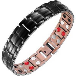 Feraco Copper Bracelet for Men 4 Kinds Magnetic Bracelets Elegant 99.99% Solid Copper Jewelry with Magnets (Copper)