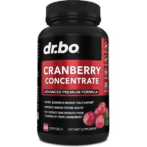 حبوب التوت البري المركزة مكملة للفيتامينات - مكملات التهاب المسالك البولية للنساء والرجال لصحة المسالك البولية وقوة التحكم في المثانة - فيتامين ج ومستخلص التوت البري - كبسولات التخلص من السموم لتنظيف الكلى in Kuwait