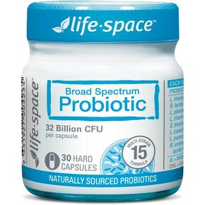 Life-Space Probiotic Supplements – Premium Broad Spectrum Probiotics for Women, Men and Adults – Shelf-Stable 32 Billion CFU & 15 Strains Probiotics – for Digestive and Immune Support – 30 Capsules