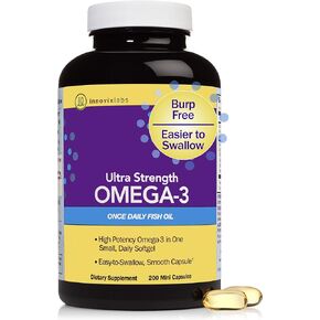 مكملات زيت السمك أوميغا 3 فائقة القوة من إنوفيكس لابز - زيت سمك خالي من التجشؤ مطلي معويًا - مكملات الأحماض الدهنية أوميغا 3 المعتمدة من IFOS - 200 حبة مكملات أوميغا 3 in Kuwait