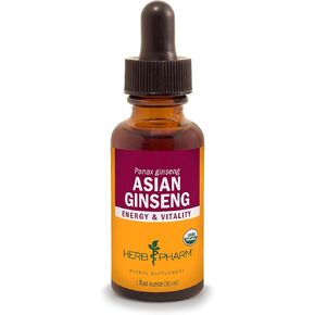 Herb Pharm Asian (Panax) Ginseng Liquid Glycerite for Energy and Stamina, Alcohol-Free Glycerite, 1 Oz