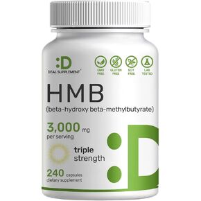 DEAL SUPPLEMENT Ultra Strength HMB Supplements 3,000mg Per Serving, 240 Capsules | Third Party Tested | Supports Muscle Growth, Retention & Lean Muscle Mass | Fast Workout Recovery