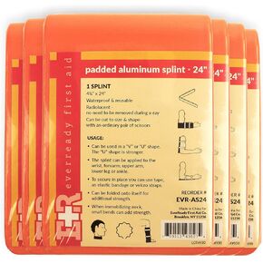 Ever Ready First Aid Padded Universal Aluminum Splint, 4.25" x 24", Flat Folded, Waterproof