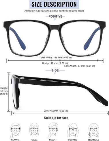 TEAPLMTT Blue Light Blocking Glasses Oversized Square Computer Glasses Anti Blue Light for Women Men in Kuwait