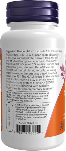 NOW Supplements, Beta 1,3/1,6- D-Glucan 100 mg with Maitake Mushrooms, 90 Veg Capsules in Saudi Arabia
