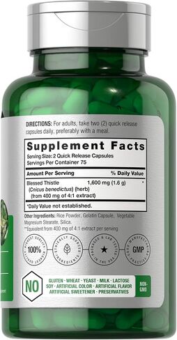 Blessed Thistle 1600 mg | 150 Capsules | Max Potency | Non-GMO, Gluten Free Herb Supplement | by Horbaach in Saudi Arabia