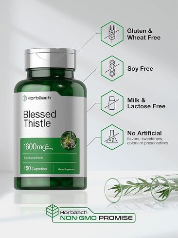 Blessed Thistle 1600 mg | 150 Capsules | Max Potency | Non-GMO, Gluten Free Herb Supplement | by Horbaach in Saudi Arabia