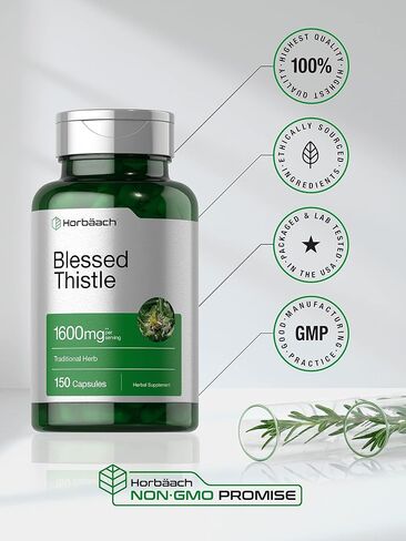 Blessed Thistle 1600 mg | 150 Capsules | Max Potency | Non-GMO, Gluten Free Herb Supplement | by Horbaach in Saudi Arabia