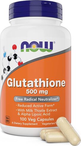 Now Glutathione 500 mg, 100 Vegan Capsules - Reduced Form GSH Supplement - Enhanced with Milk Thistle Extract and Alpha Lipoic Acid in Saudi Arabia