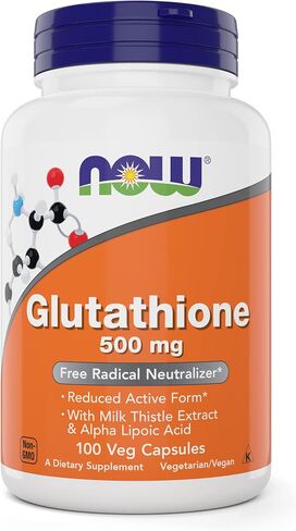 Now Glutathione 500 mg, 100 Vegan Capsules - Reduced Form GSH Supplement - Enhanced with Milk Thistle Extract and Alpha Lipoic Acid in Saudi Arabia