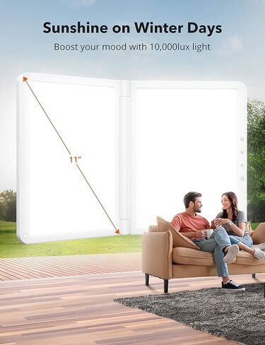 مصباح علاج بالضوء، مصباح LED 1000 لوكس خالٍ من الأشعة فوق البنفسجية، وظيفة المؤقت، مستويات سطوع قابلة للتعديل، حامل قابل للطي لحياة سعيدة in Kuwait