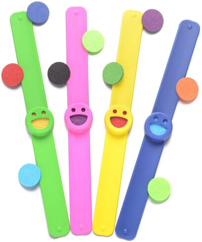 Kids Essential Oil Diffuser Bracelets Kit,4-pack Eco-friendly Silicone Wristbands,with 20 Felt Refill Pads,Aromatherapy Slap Bracelets for Girls Boys Women in Saudi Arabia