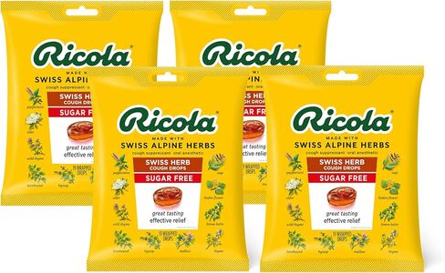 Ricola Sugar Free Swiss Herb Herbal Cough Suppressant Throat Drops | Naturally Soothing Long-Lasting Relief -19 Count (Pack of 4) Bags in Saudi Arabia