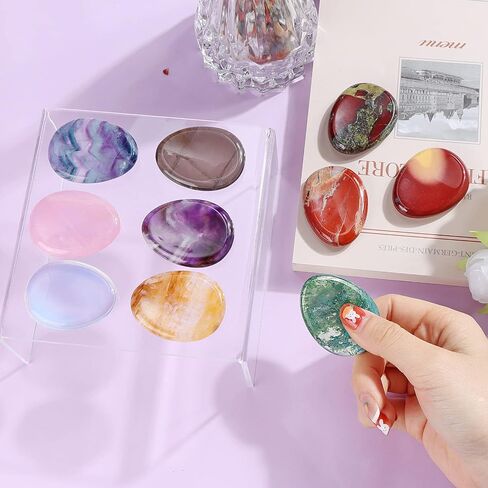 Artistone Amethyst Crystal Thumb Worry Stone Carved Healing Crystals Pocket Palm Stones for Anxiety Stress Relief Meditation in Kuwait