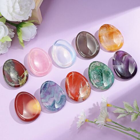 Artistone Amethyst Crystal Thumb Worry Stone Carved Healing Crystals Pocket Palm Stones for Anxiety Stress Relief Meditation in Kuwait