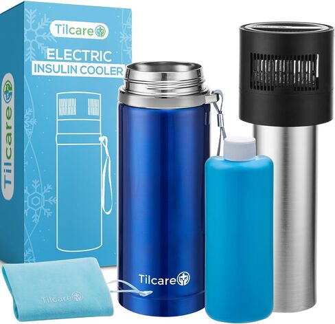 Electric Insulin Cooler Travel Case with USB Charger & Bio Gel by Tilcare - Unlimited Hours, Reusable Pen Freezer Bottle - Large Capacity TSA Approved - Holds up to 6 Diabetic Pens and Medical Vials in Kuwait
