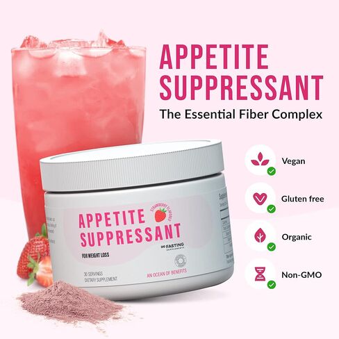 دوفاستينج - مكمل الألياف، مسحوق السليلوز الغذائي ومكمل ألياف الجلوكومانان لجذر الكونجاك للصيام المتقطع، نباتي وخالي من الغلوتين، نكهة الفراولة، 4.97 أونصة، 30 وجبة in Kuwait