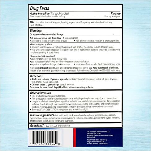 Uristat Ultra UTI Pain Relief Tablets, Fast Urinary Tract Infection Relief of Urinary Pain, Burning, Urgency, Maximum Strength, Cranberry Flavored Coating, 30 Tablets in Saudi Arabia