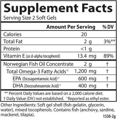 Carlson - Super Omega-3 Gems, 1200 mg Omega-3s, Norwegian, Cardiovascular Support, Brain Function & Vision Health, 50 soft gels in Saudi Arabia