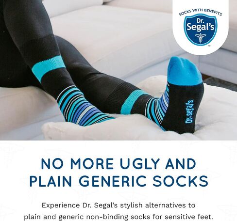 Dr. Segal’s Non Binding Socks - 3pk S/M - Blue Stripe, Black Stripe, Space Grey in Saudi Arabia