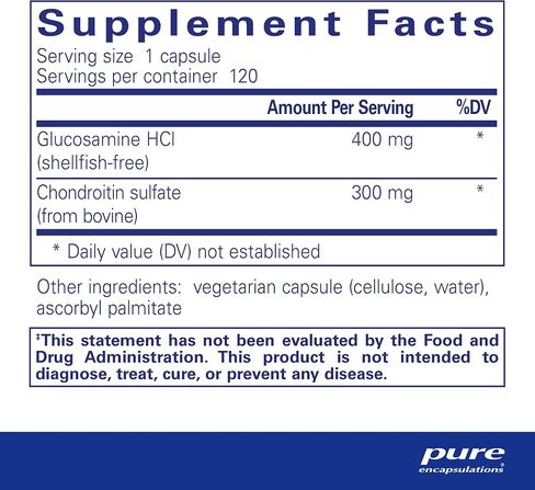 Pure Encapsulations Glucosamine HCl Chondroitin | Hypoallergenic Dual|Strength Support for Healthy Joint Motility and Function | 120 Capsules in Saudi Arabia