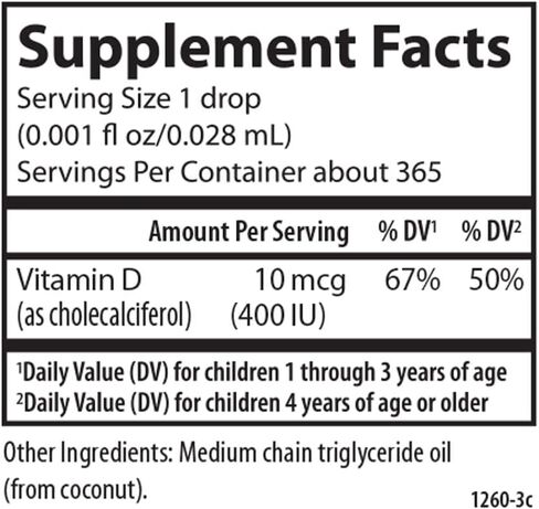 Carlson - Kid's Super Daily D3، قطرات فيتامين د للأطفال، 400 وحدة دولية (10 ميكروغرام) لكل قطرة، صحة القلب والمناعة، نباتي، قطرات فيتامين د السائل، بدون نكهة، 365 قطرة in Saudi Arabia