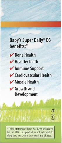 Carlson - Baby's Super Daily D3, Baby Vitamin D Drops, 400 IU (10 mcg) per Drop, 1-Year Supply, Vegetarian, Liquid Vitamin D Drops for Infants and Toddlers, Unflavored, 365 Drops in Saudi Arabia