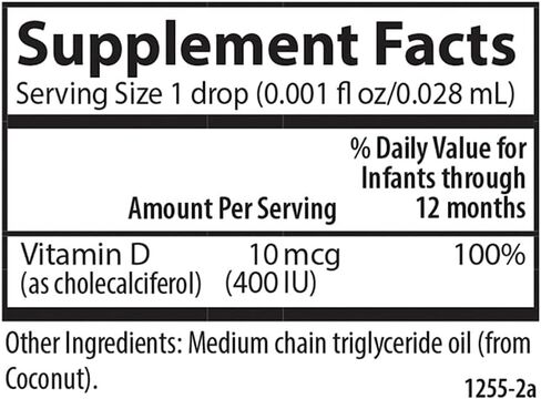Carlson - Baby's Super Daily D3, Baby Vitamin D Drops, 400 IU (10 mcg) per Drop, 1-Year Supply, Vegetarian, Liquid Vitamin D Drops for Infants and Toddlers, Unflavored, 365 Drops in Saudi Arabia