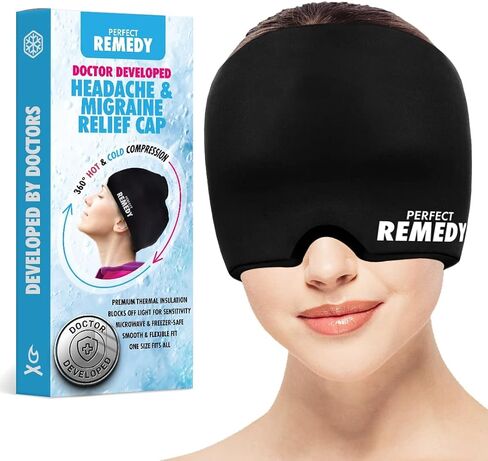 Perfect Remedy Ice Pack Migraine Relief Cap - Headache Relief Hat for Migraine Ice Head Wrap, 360° Migraine Cap, MIgraine Head Wrap & Headache Relief Cap, Sinus Mask in Kuwait