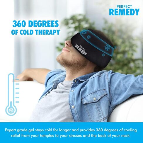 Perfect Remedy Ice Pack Migraine Relief Cap - Headache Relief Hat for Migraine Ice Head Wrap, 360° Migraine Cap, MIgraine Head Wrap & Headache Relief Cap, Sinus Mask in Kuwait