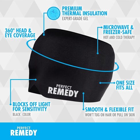 Perfect Remedy Ice Pack Migraine Relief Cap - Headache Relief Hat for Migraine Ice Head Wrap, 360° Migraine Cap, MIgraine Head Wrap & Headache Relief Cap, Sinus Mask in Kuwait