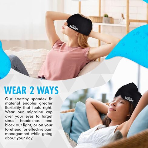 Perfect Remedy Ice Pack Migraine Relief Cap - Headache Relief Hat for Migraine Ice Head Wrap, 360° Migraine Cap, MIgraine Head Wrap & Headache Relief Cap, Sinus Mask in Kuwait