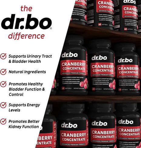 حبوب التوت البري المركزة مكملة للفيتامينات - مكملات التهاب المسالك البولية للنساء والرجال لصحة المسالك البولية وقوة التحكم في المثانة - فيتامين ج ومستخلص التوت البري - كبسولات التخلص من السموم لتنظيف الكلى in Kuwait